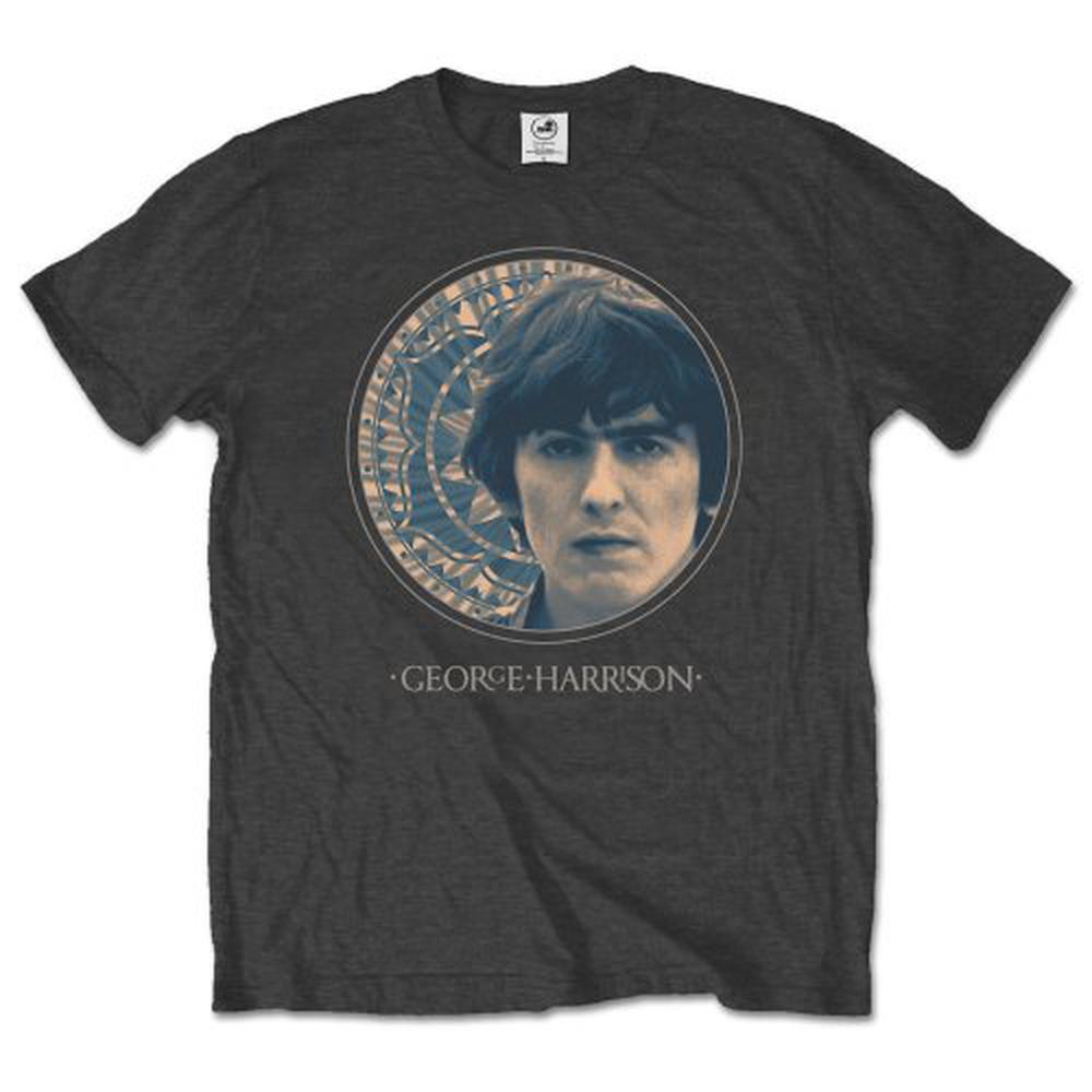 George Harrison - Circular Portrait Heren Tshirt - Grijs